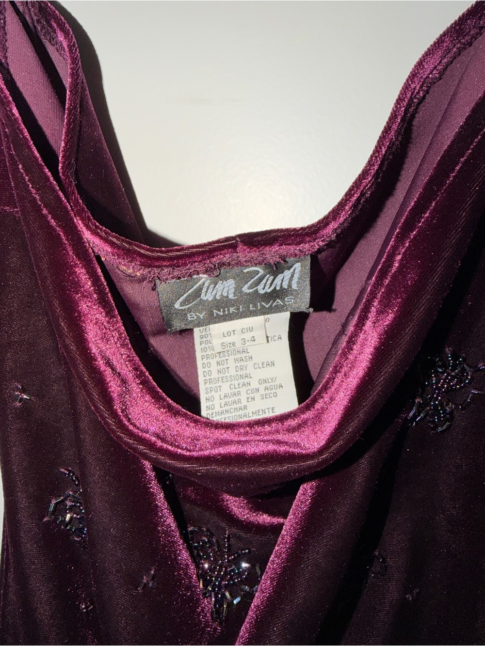 Zuma Zum by Niki Livas Velvet Beaded Dress - Plum